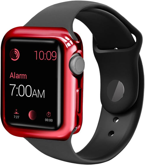 Case for Watch 38mm Series 3 Series 2 Series 1 Watch case with Metaliz Hood Flexible Clear Soft TPU Lightweight Protective Pretector Cover-Shiny R...