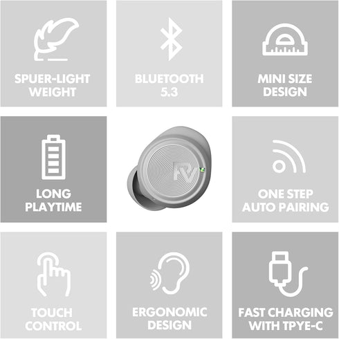 PALOVUE Wireless Earbuds, in-Ear Earphones with Bluetooth 5.3, Built-in Mic, 35H Playtime Deep Bass Stereo, with Lightweight Compact Charging Case...