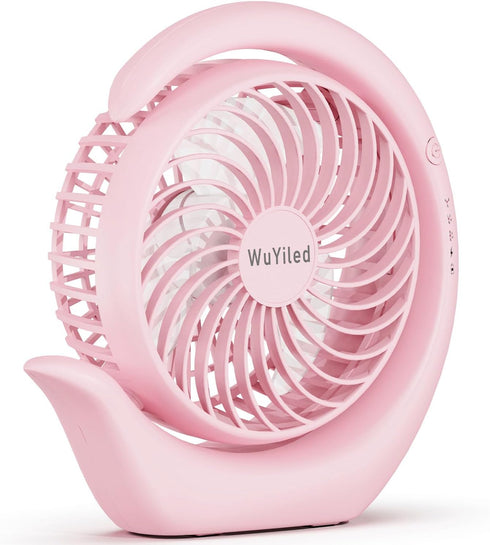 Small Rechargeable Fan, Portable Usb or Battery Fan, 3600mah Small Desk Fan, 8-24Hours Working, 3 Speed & Keep Quiet, 3.28Ft Charging Cord(Pink)...