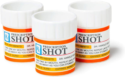 BigMouth Inc Prescription Pill Bottle Shaped Shot Glass Set, Funny Novelty Shot Glasses, 3-Pack, 2 fluid ounces...