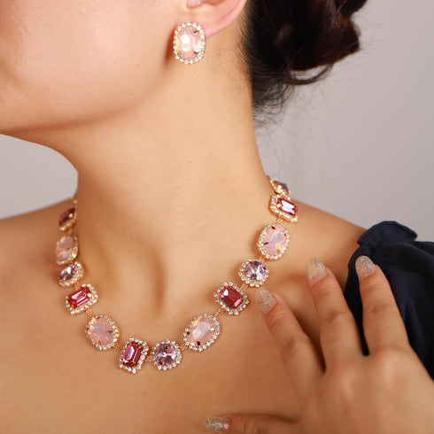Colorful Crystal Beads Choker Chunky Necklace for Women Girls Sparkle Jewelry Prom Wedding Special Events...