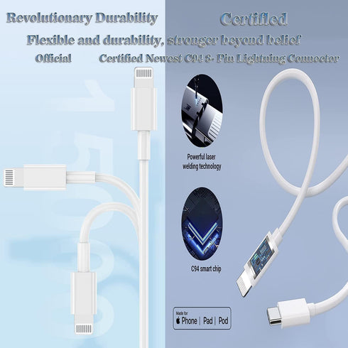 USB C Charger for iPhone Charger Fast Charging 2 Pack 20W Type C Wall Charger Block with 6FT Long USB C to Lightning Cable Compatible with iPhone ...