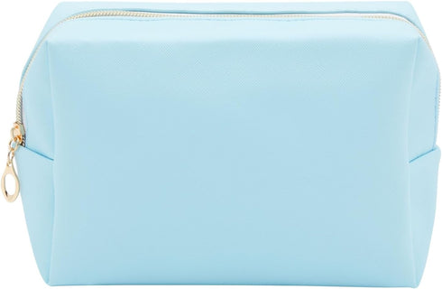 3 Pack Faux Leather Makeup Bag with Zipper, Travel Cosmetic Pouches (3 Pastel Colors)...