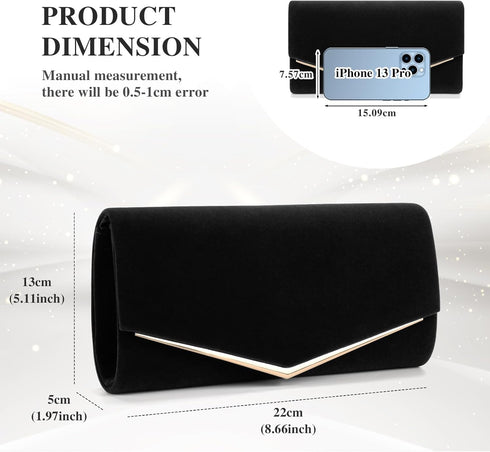 Womens Evening Clutch Bag Ladies Prom Bridal Wedding Handbag Party Purse with Detachable Chain...