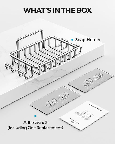 Nieifi Bar Soap Holder for Shower Wall with 4 Hooks, Stainless Steel Adhesive Soap Dish for Bathroom, Silver...
