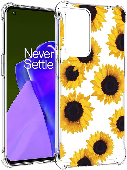 Case for OnePlus 9 Case, OnePlus 9 Case for Girls Women, Clear Floral Soft Flexible TPU Slim Phone Protective Case Cover for OnePlus 9 (Sunflower)...