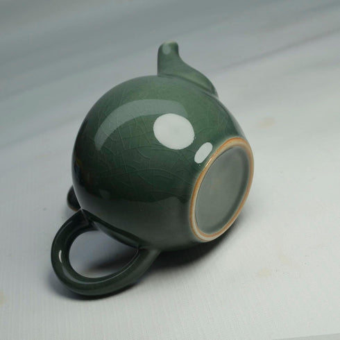 Porcelain Teapot, 12oz Tea Pot Small Teapots Chinese Tradition Ice Crack Glaze Ceramic Tea kettle (Green)...