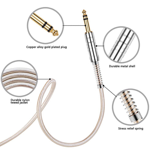 Devinal 1/4 Extension Cord, 6.35mm Quarter Inch Gold Plated Nylon Braided Durable Audio Cable Stereo Cord, 10 Feet 3Meters...