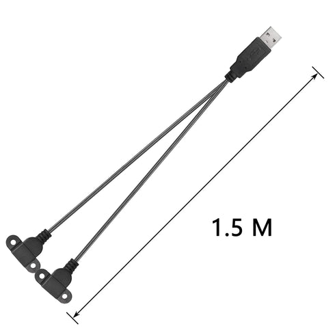 SinLoon USB 2.0 Charging Cable USB 2.0 Y Splitter USB 2.0 Male to Dual USB Female Panel Mount Charging Cable for Wine Cabinet, Hotel,Furniture, In...