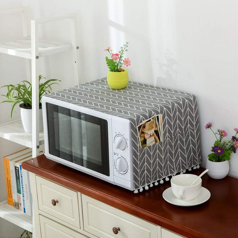 AKOAK 1 Pack 30cm x 90cm/11.81" x 35.43" Household Kitchen Microwave Dust Cover Cotton Linen Oven Cover with Storage Bag Home Decoration Accessori...