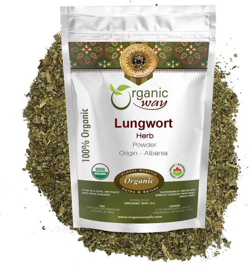 Organic Way Lungwort Herb (Pulmonaria officinalis) Powder - Herbal Tea | Organic & Kosher Certified | Raw, Vegan, Non GMO & Gluten Free | USDA Cer...