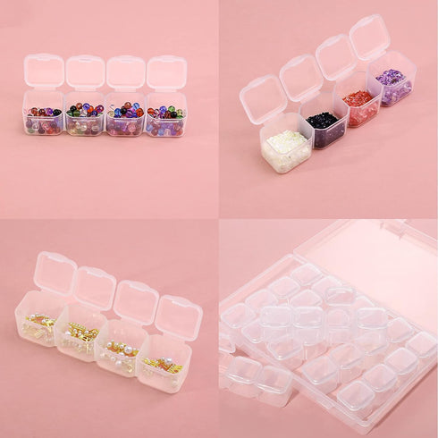 Gospire Small 28 Grids Diamond Box Clear Plastic Jewelry Craft Storage Container Diamond Painting Embroidery DIY Art Craft Accessory Organizer Cas...