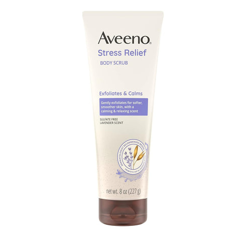 Aveeno Stress Relief Body Scrub, Exfoliating Body Wash for Softer, Smoother Skin, Formulated with Prebiotic Oat & Lavender Scent to Calm & Relax, ...