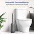 HAMITOR Toilet Bowl Brush holder Set: Deep Cleaning Silicone Toilet Cleaner Scrubber Under Rim with Curved Bristle for Bathroom Dead Corner Clean ...