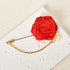 Rose Brooch Pin Cloth Rose Flower with Gold Leaf Brooch Suit Lapel Pins for Men Tassel Chain Brooch Rose Flower Pin Brooches for Men Suits Bridegr...