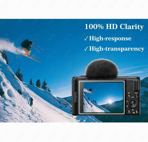 Screen Protector for Sony ZV-1F Vlog Camera & Lens Cap Cover 0.3mm 9H Hardness Tempered Glass Cover Anti-Scrach Anti-Fingerprint Anti-Dust Anti-Bu...