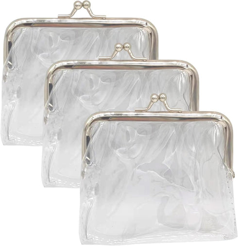 3 Pieces Clear Coin Purse?Transparent Change Purse?Jelly Wallets ?PVC Kiss-Lock Clear Wallet for Wome (white)...