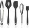 Silicone Kitchen Cooking Utensils Set Kitchen Spatula Set with Holder,5 pcs Heat Resistant Silicone Kitchen Utensils Gadgets Tools Set for Nonstic...