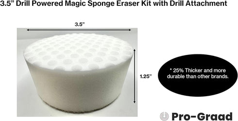 3.5” Drill Powered Magic Sponge Eraser 6 Pieces Kit with Drill Attachment | 25% Thicker Ultra Durable Melamine Cleaning Eraser Pads for Bathroom K...