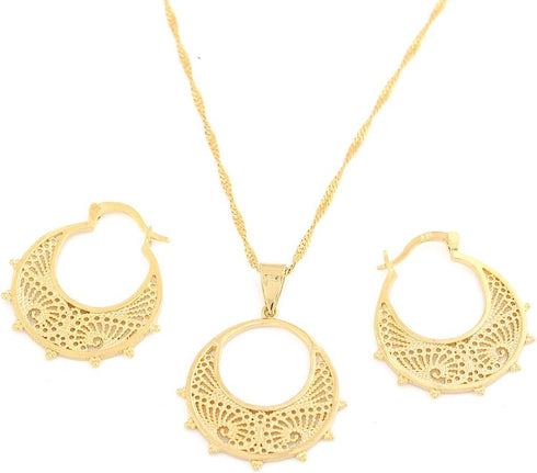 Ethiopian Jewelry Set Pendant Chain Earring Jewelry Eritrea Habesha Party African...
