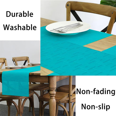 PIGCHCY Placemats,Washable Durable Vinyl Woven Table Mats,Elegant Heat Resistant Placemats for Dining Table Set of 6 (18 x 12 inches, Turquoise)...