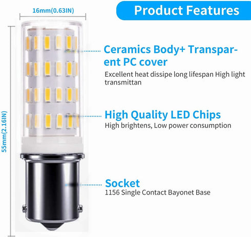 Ba15s 1156 1141 S8 12V-24V Led Bulbs, 5Watt Low Voltage Bayonet Single Contact, 500Lm Warm White 3000K, for RV, Outdoor Landscape Lighting and Cam...