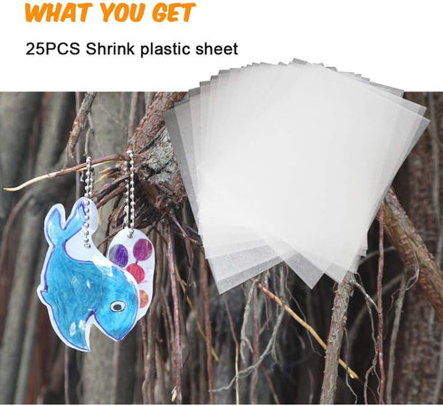BAISDY 25Pcs Shrink Plastic Sheets for Crafts Heat Shrink Paper for Crafts Kids DIY Jewelry Making, 14.5x20cm...