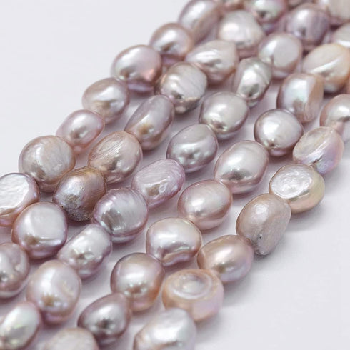 Beadthoven 45pcs/strand Natural Freshwater Pearl Beads 6-8mm Colorful Irregular Nuggets Pearl Beads Oval Rice Loose Spacers for DIY Necklace Brace...