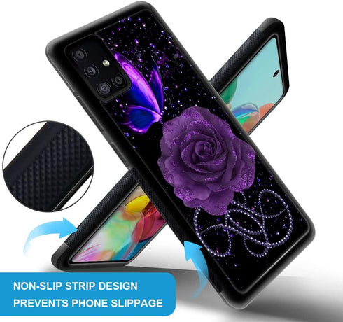 ZHEGAILIAN Case Compatible with Samsung Galaxy A03S 4G Case,Starry Purple Rose Butterfly Galaxy A03S 4G Cases for Girls,[Non-Slip Shock Absorption...