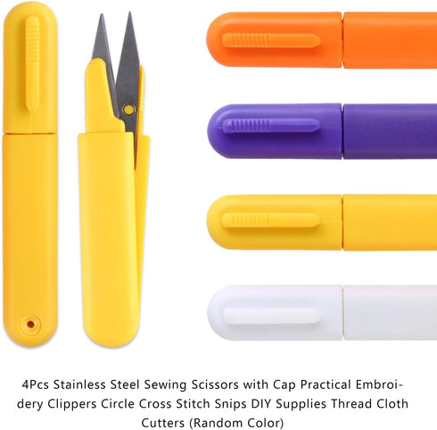 PRETYZOOM 4Pcs Office Cutting Tools Stainless Steel Sewing Scissors with Cap Small Embroidery Clippers Cross Snips Thread Cloth Cutters DIY Suppli...