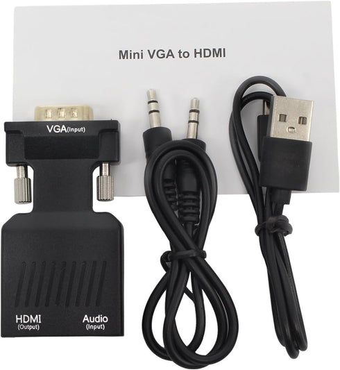 VGA to HDMI Converter 1080 P VGA to HDMI Adapter with Video 1080P for PC Laptop to HDTV Projector with Audio Cable and USB Cable...