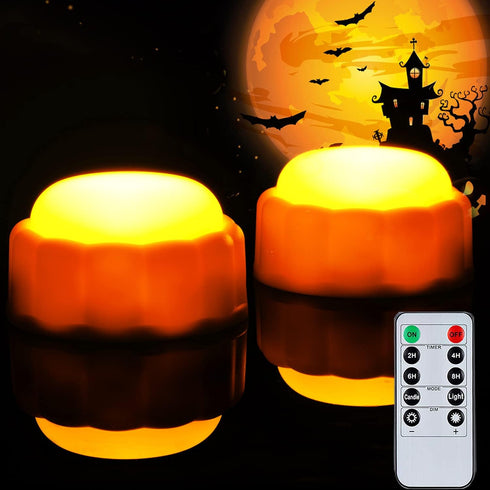 Homemory Halloween Bright LED Pumpkin Lights with Remote Control and Timers, Jack O’ Lantern Lights Battery Operated for Halloween, Fall Decoratio...