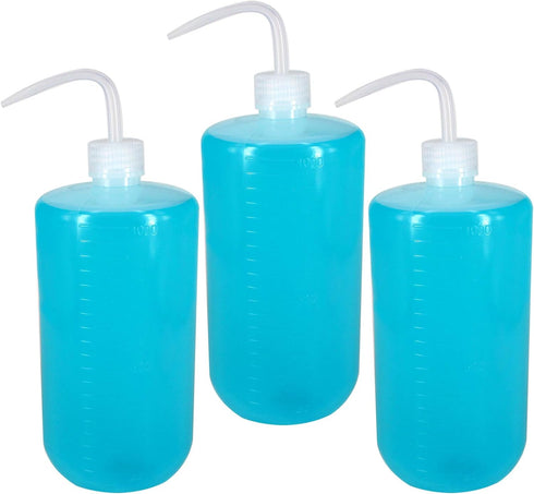 3Pcs 1000ml(33oz) Plastic Safety Lab Wash Bottle, Plastic Squeeze Bottle with Scale Labels and Narrow Mouth, Watering Bottle for Chemistry, Indust...