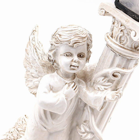Solar Powered Garden Ornaments, Decorative Fairy Statue with Solar Lantern Light Outdoor Garden Decoration Ornament Table Top Sculpture Lighting W...