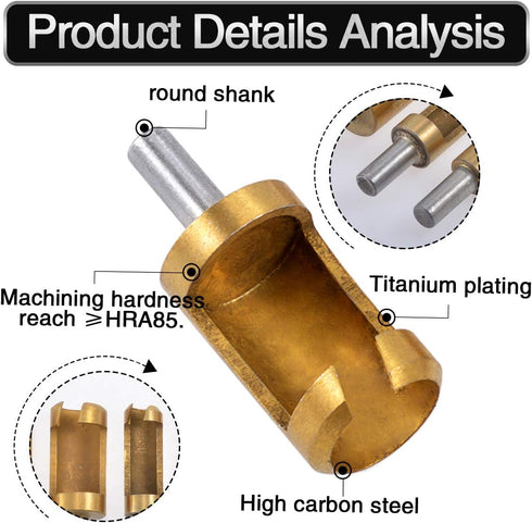 4pcs Wood Plug Hole Titanium Coated Cutter Drill Bits Set 1/4" 3/8" 1/2" 5/8" Cutting Dowel Power Woodworking Cork Hole Saw Tool Round Wood Plug T...