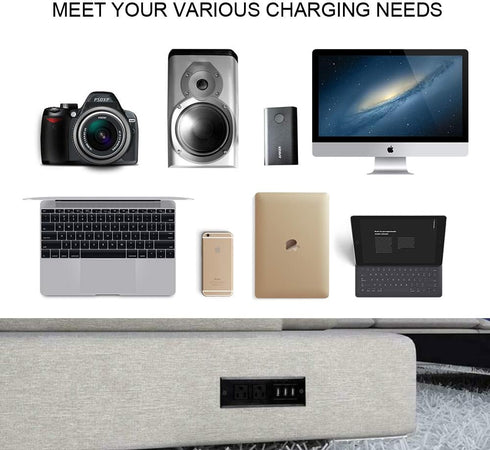 Conference Recessed Power Strip Socket with USB Ports,Table Power Strip,Desktop Charging Station with 2-Outlets and 3 USB Ports(Max 3.5A)...
