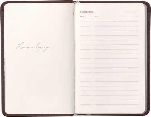 Classic Leather Notebook Journal, Softcover, Cacao Brown, Pocket (3.8" x 5.7"), 186 Ruled Pages, Heritage Collection, Table of Contents w/Numbered...