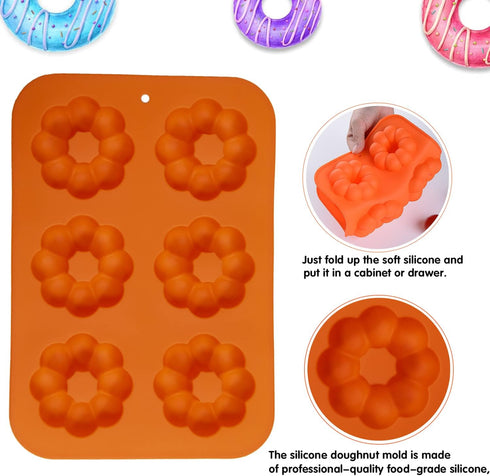 3 Pack Silicone Donut Pan, Just Pop Out, Non-Stick Doughnuts Baking Pans for Donuts, Muffin, Cake Biscuit Bagels, Just Pop Out - Oven & Dishwasher...