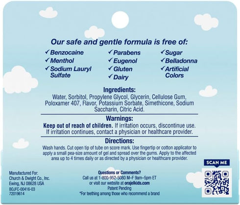 Orajel Baby Daytime Cooling Gel for Teething, Drug-Free, #1 Pediatrician Recommended Brand for Teething*, One .33oz Tube...