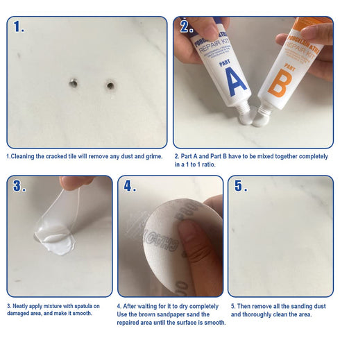 Porcelain Repair Kit, Sink & Tub Repair Kit(Ivory White), Quickly Fix Porcelain Sink Chips, Cracks, Holes and Scratchs - Super Strong Adhesion, fo...