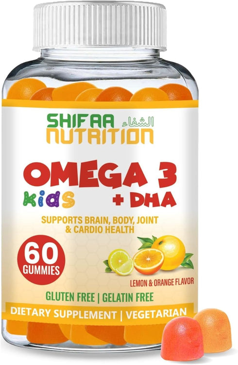 Gelatin Free Kids Omega 3 Gummies w/DHA 30 Servings. Plant-Based Omega 3 for Kids. Gluten Free & Non-GMO DHA Gummies. Children Omega 3 Gummies for...