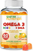 Gelatin Free Kids Omega 3 Gummies w/DHA 30 Servings. Plant-Based Omega 3 for Kids. Gluten Free & Non-GMO DHA Gummies. Children Omega 3 Gummies for...
