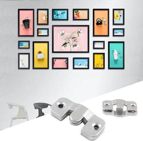 10 Sets Flush Mount Bracket with Screws, Heavy Duty Picture Hangers, Stainless Steel Z Clip Bracket Picture Wall Mount Hardware for Wall Hanging L...