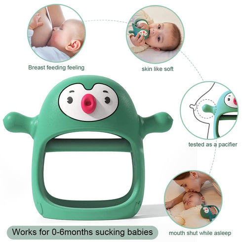 Smily Mia Penguin Buddy Never Drop Silicone Baby Teething Toy for 0-6month nfants, Baby Chew Toys for Sucking Needs, Hand Teether for 3-6Months,Ca...