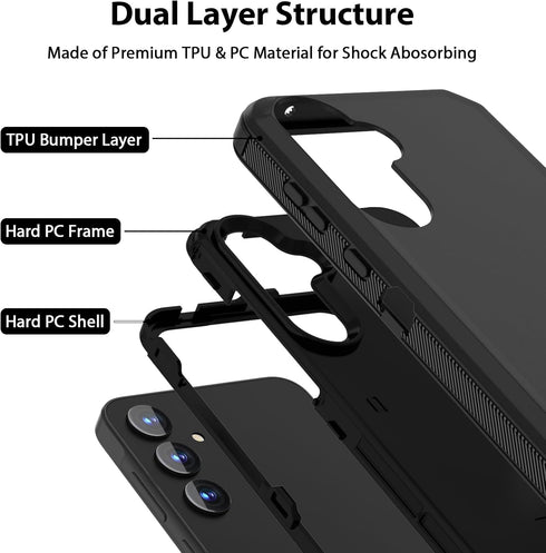 Jiunai for Samsung Galaxy A35 5G Case, Galaxy A35 Case Shockproof Heavy Duty Dual Layer Protective Tough Dust Proof Rugged Cover Cell Phone Case f...