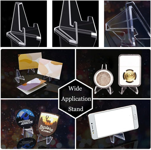 10pcs Transparent Acrylic Stands Mini Coin Display Stand Easel Holder Rack Shelf For Collectable Challenge Medals Card Holder Mini Coin Display St...