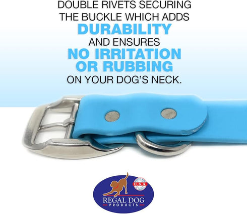 Regal Dog Products Large Light green Dog Collar with Heavy Duty Double Buckle & D Ring | Vinyl Coated, Custom Fit, Adjustable Biothane Dog Collar ...