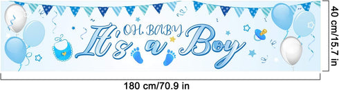 It's a Boy Banner for Baby Shower, Large Blue Baby Shower Decorations Fabric Sign Backdrop Background Birthday Party Decoration Supplies Yard Sign...