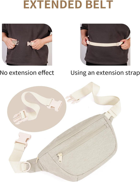 sportsnew Large Fanny Packs for Women, Waist Pack Fashion Crossbody Belt Bags for Walking Running Hiking Travel Bag Beige patent pending...