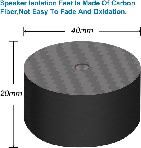 Monosaudio Carbon Fiber Speaker Spike Floor Protectors Speaker Isolation Feet 40x20mm Speaker Spike Floor Protectors Pad Stand for Audio,Speakers,...